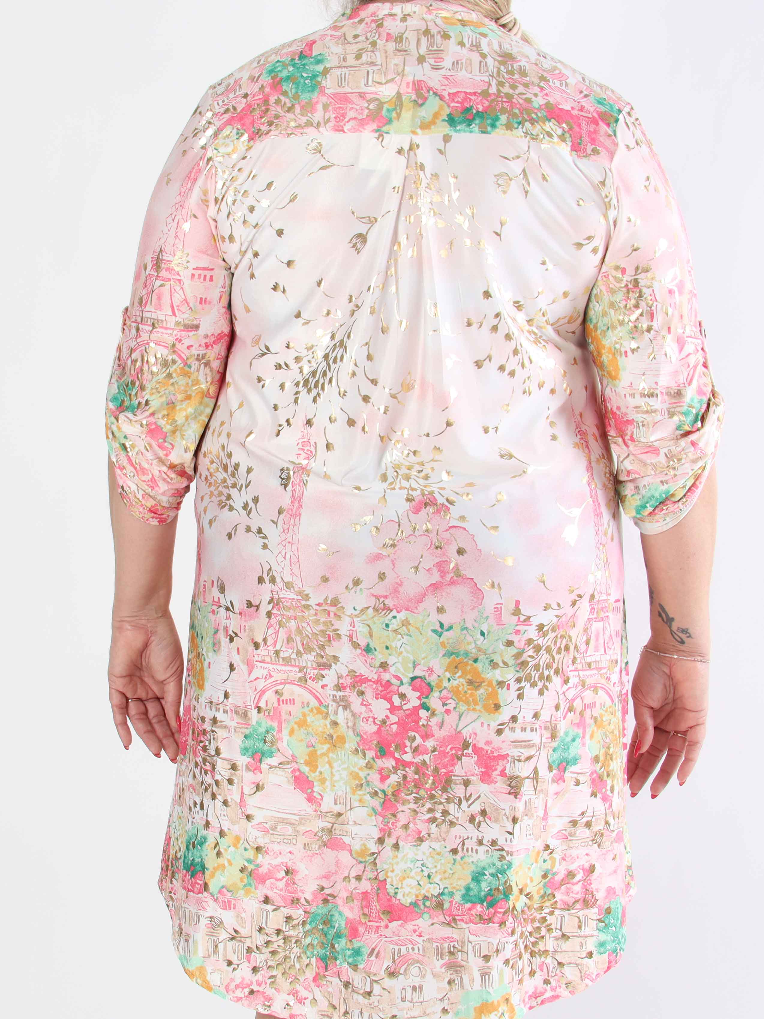 Ebba Paris Long - Elastisk mönstrad plus size klänning med gulddetaljer